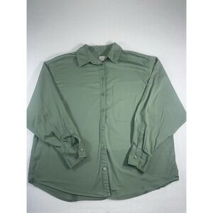 A New Day Target Sage Green Button Down Shirt Womens Medium Cotton Blend Stretch